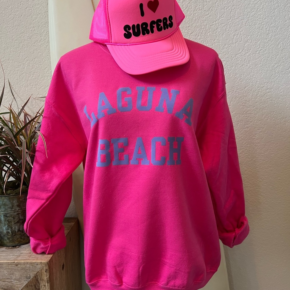 Hot Pink Felted Laguna Beach Sweatshirt